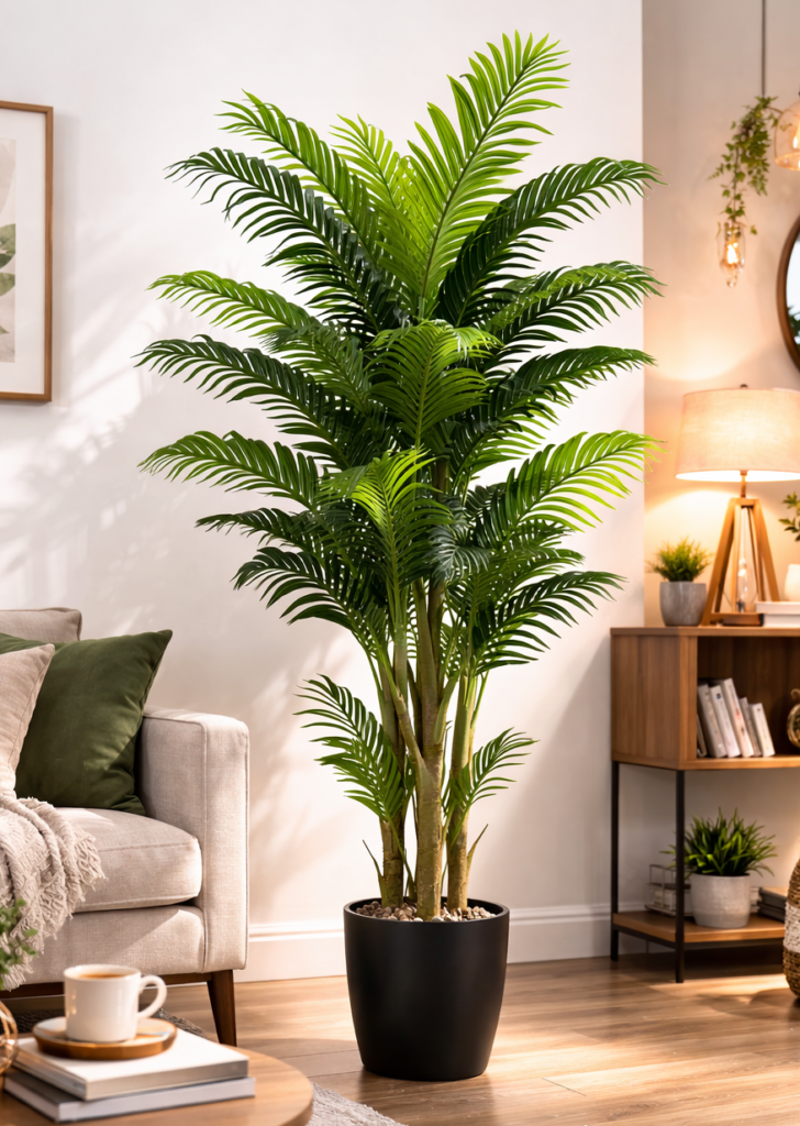 KAYKON 6 Feet Artificial Areca Palm Plant with 5 Trunks –Tall Palm Tree for Home, Office, Hotel & Restaurant Decor – Large Indoor Decorative Plant - Premium Collection