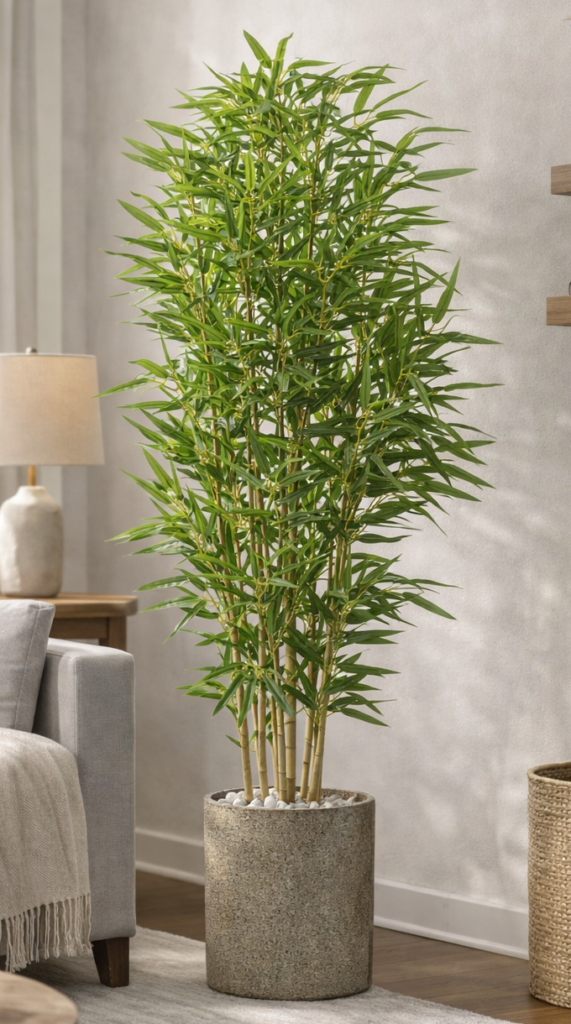 KAYKON 5ft Artificial Bamboo Plant with 6 Natural Wood Stems, Large Artificial Tree Artificial Plants Without Vase for Home Decor Office Decor Hotel Decor