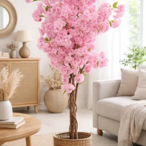 big artificial pink flowert tree for hoem decor 6 feet