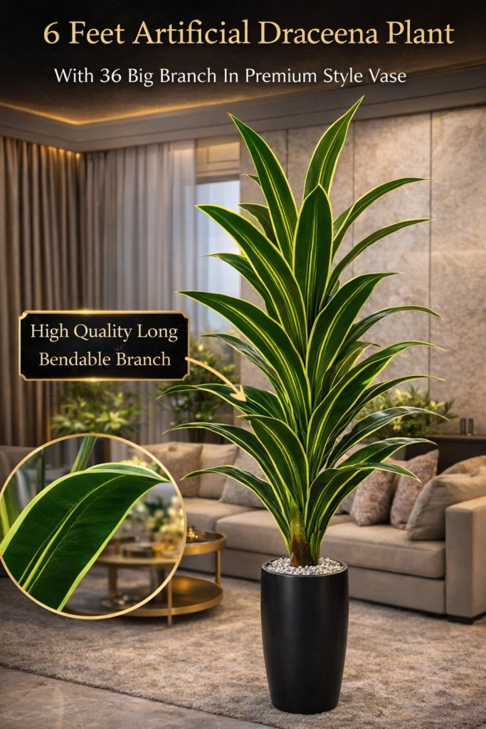 Kaykon 6 Feet Artificial Dracaena Plant Tree Without Vase For Home Decor Hotel Decor and Housewarming Gift