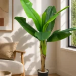 KAYKON 4 Feet Artificial Banana Tree with 6 Premium Leaves | Realistic Fake Plant for Home, Office, Living Room Décor | Indoor Decorative Plant (Vase Not Included)