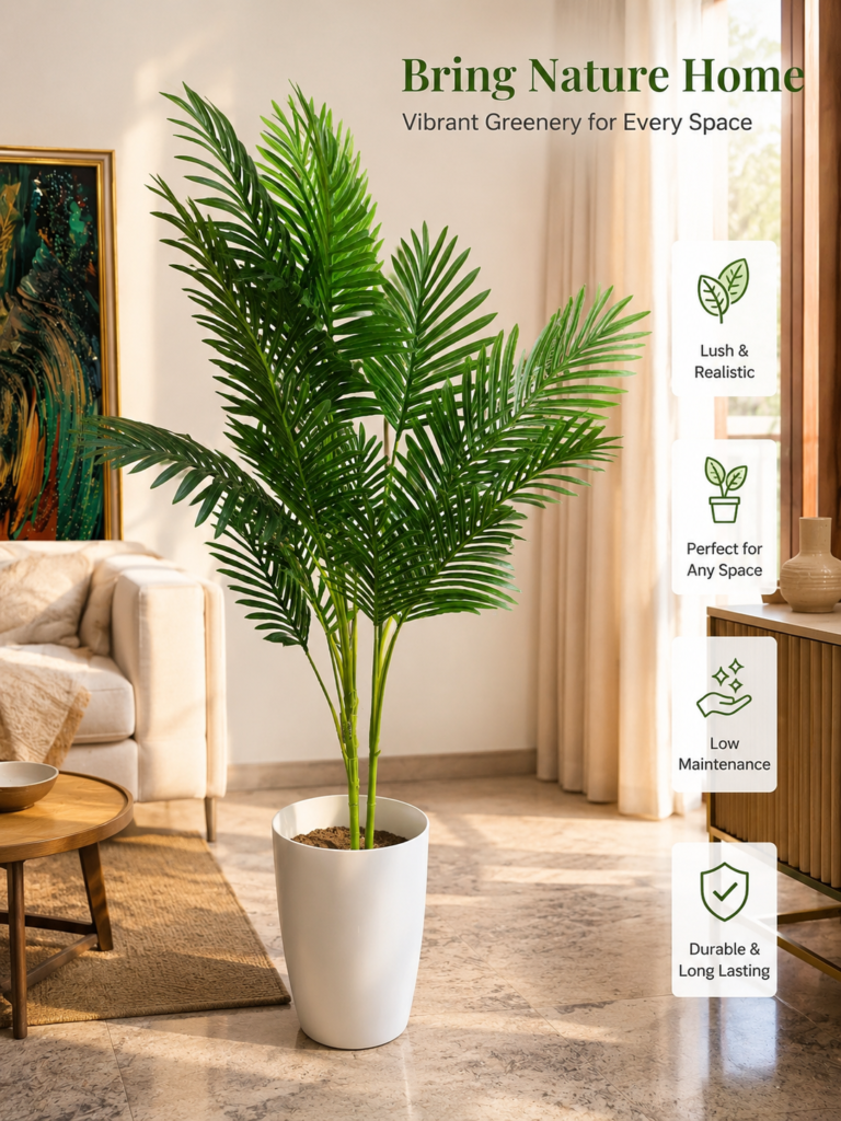 KAYKON Artificial Areca Palm Tree For Luxury Decor Without Vase 4 Feet kaykon 4 ft artificial areca palm tree