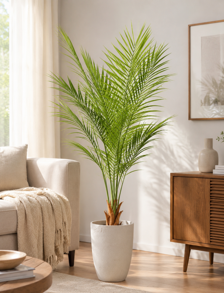 KAYKON 5 Ft Artificial Areca Palm Tree - Large Faux Palm Plant Without Pot for Indoor Home Decor, Office, Living Room - Imported Lifelike Tree Decorative Greenery, Maintenance-Free, UV Resistant 5 feet artificial areca palm tree kaykon