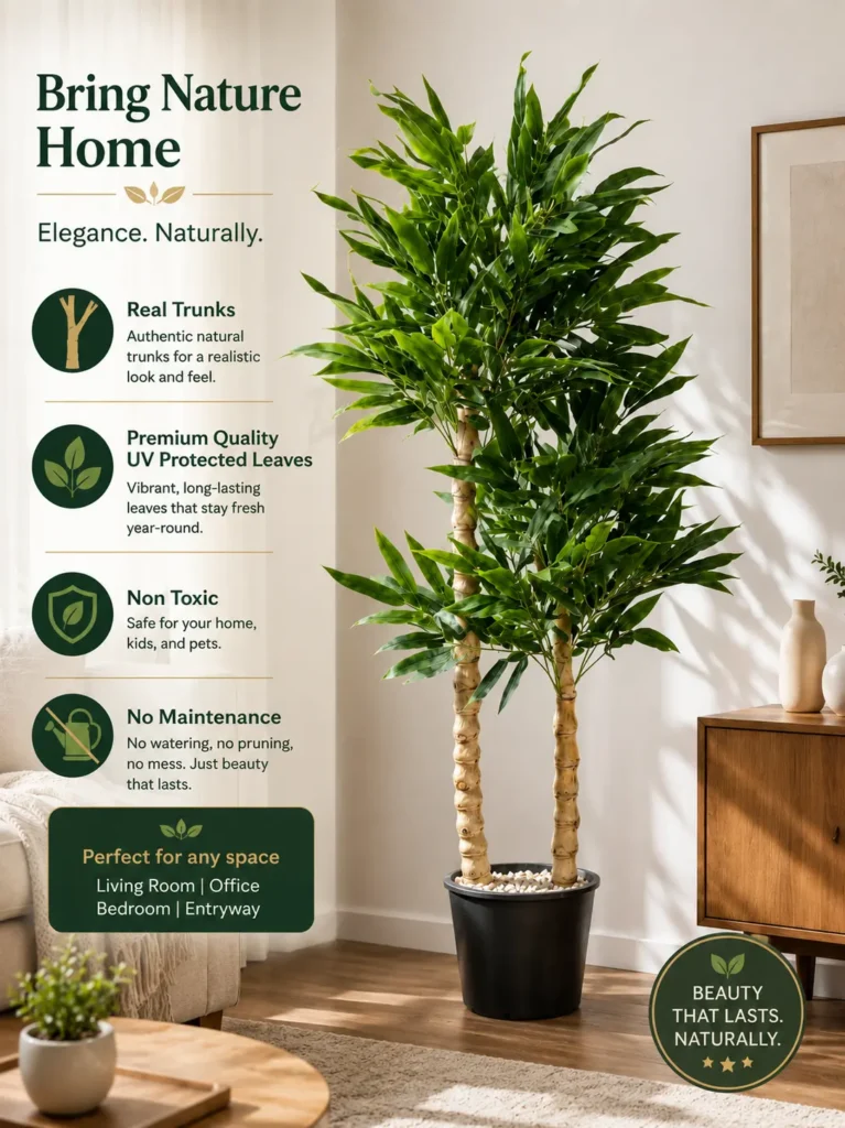 KAYKON 5 ft Artificial Bamboo Plant with Real Bamboo Trunks, Large Artificial Tree Artificial Plants Without Vase for Home Decor Office Decor Hotel Decor KAYKON ARTIFICIAL BAMBOO TREE