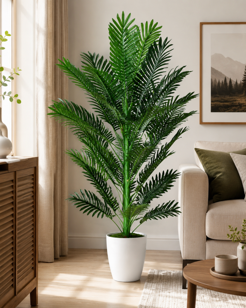 KAYKON Big Artificial Plant Areca Palm 36 Branch Green Tree Without Vase - 6 Ft 6 feet tall palm tree