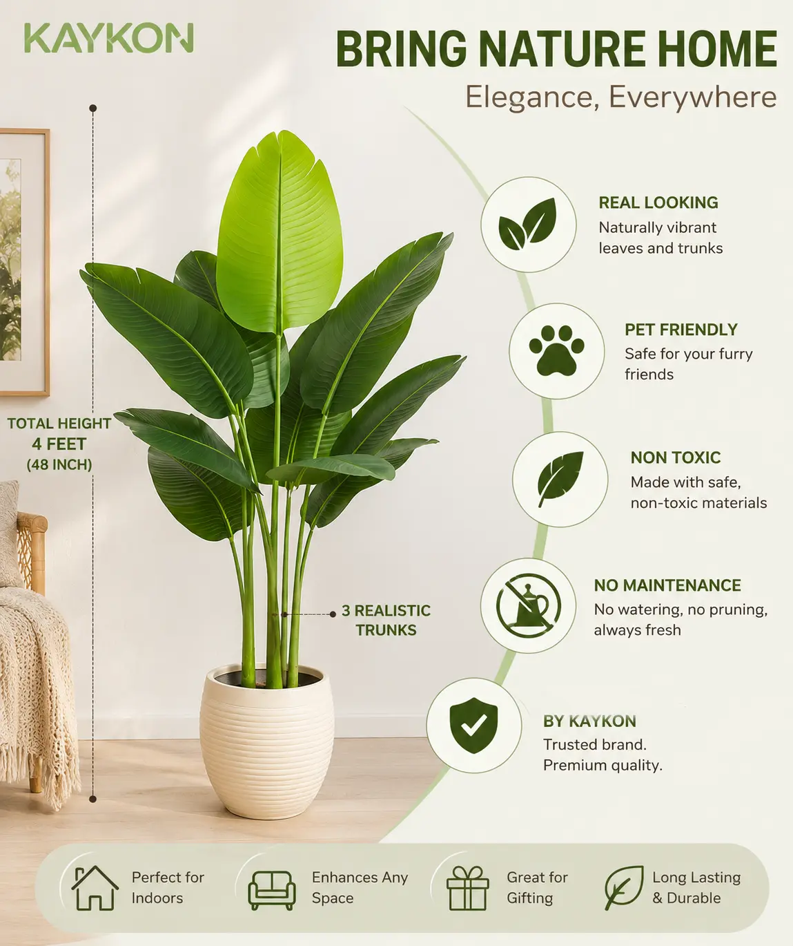 kaykon artificial birds of paradise PLANT 4 FEET