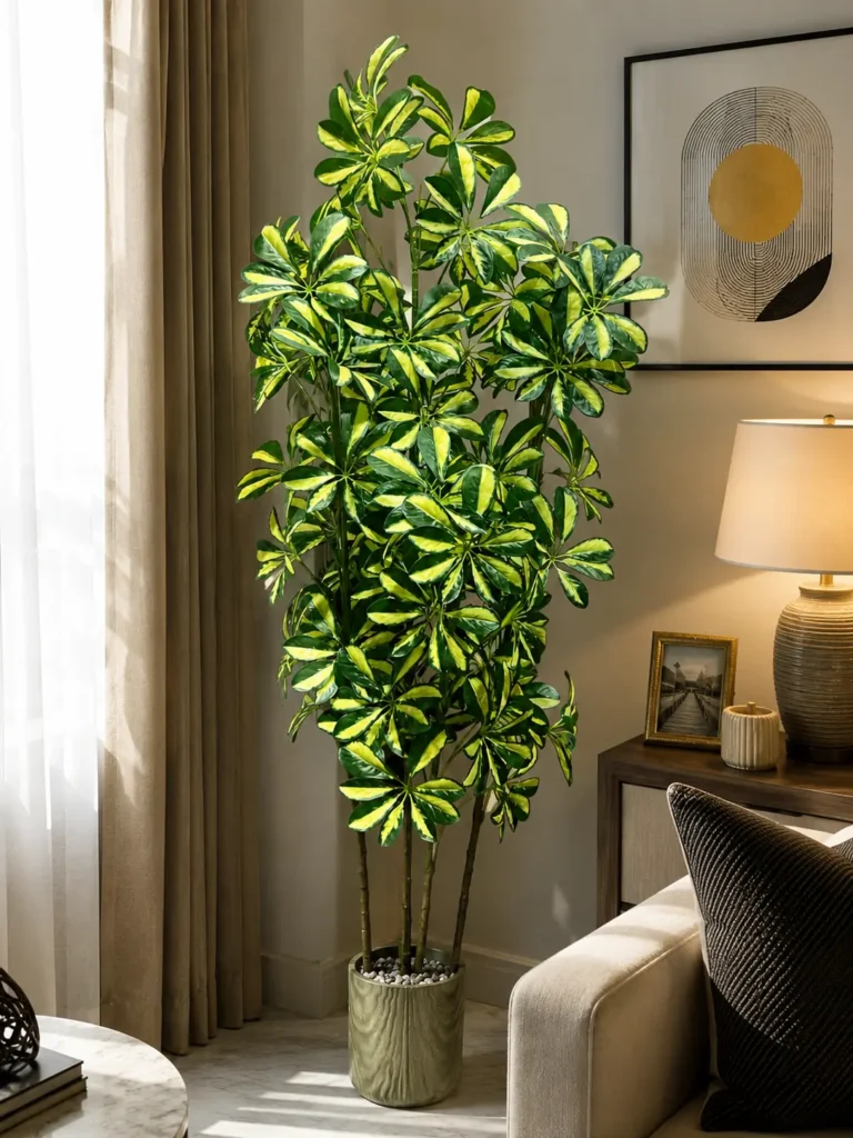 KAYKON 6 Ft Artificial Cheeku Tree | 70 Realistic Leaves | 4 Natural-Look Stems Without Vase| Premium Faux Indoor Plant for Living Room, Office, Hotel & Home Décor 6 feet artificial cheeku tree