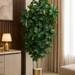 KAYKON 6 Ft Artificial Green Cheeku Tree | 70 Realistic Leaves | 4 Natural-Look Stems Without Vase For Luxury Decor
