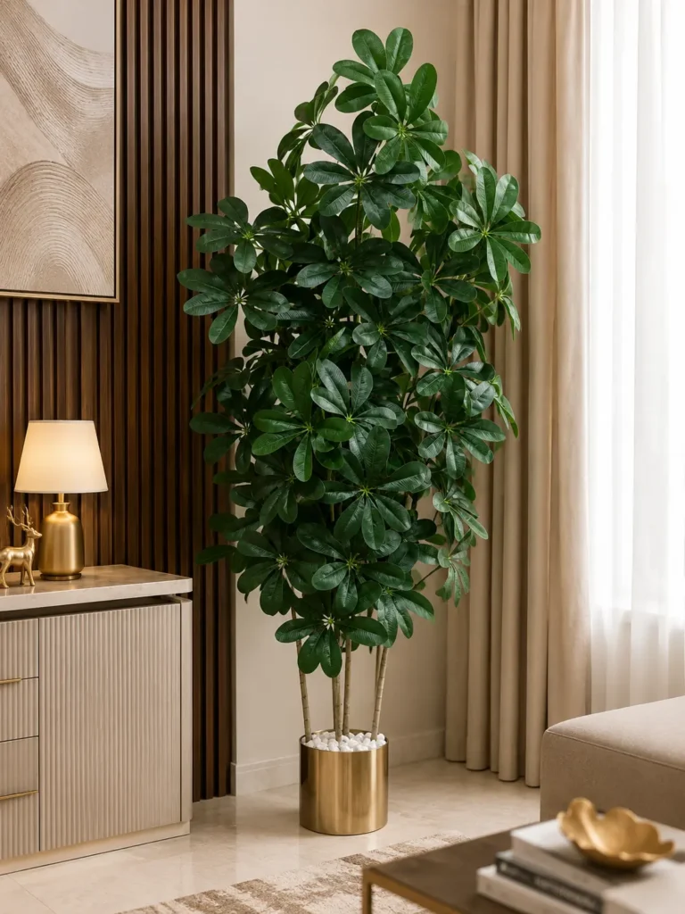 KAYKON 6 Ft Artificial Green Cheeku Tree | 70 Realistic Leaves | 4 Natural-Look Stems Without Vase For Luxury Decor 6 feet kaykon artificial tree