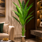 Kaykon 6 Ft Artificial Plant Dieffenbachia Tree for Home Decor 15 Big 2 Feet Size Premium Leaves Green Without Pot