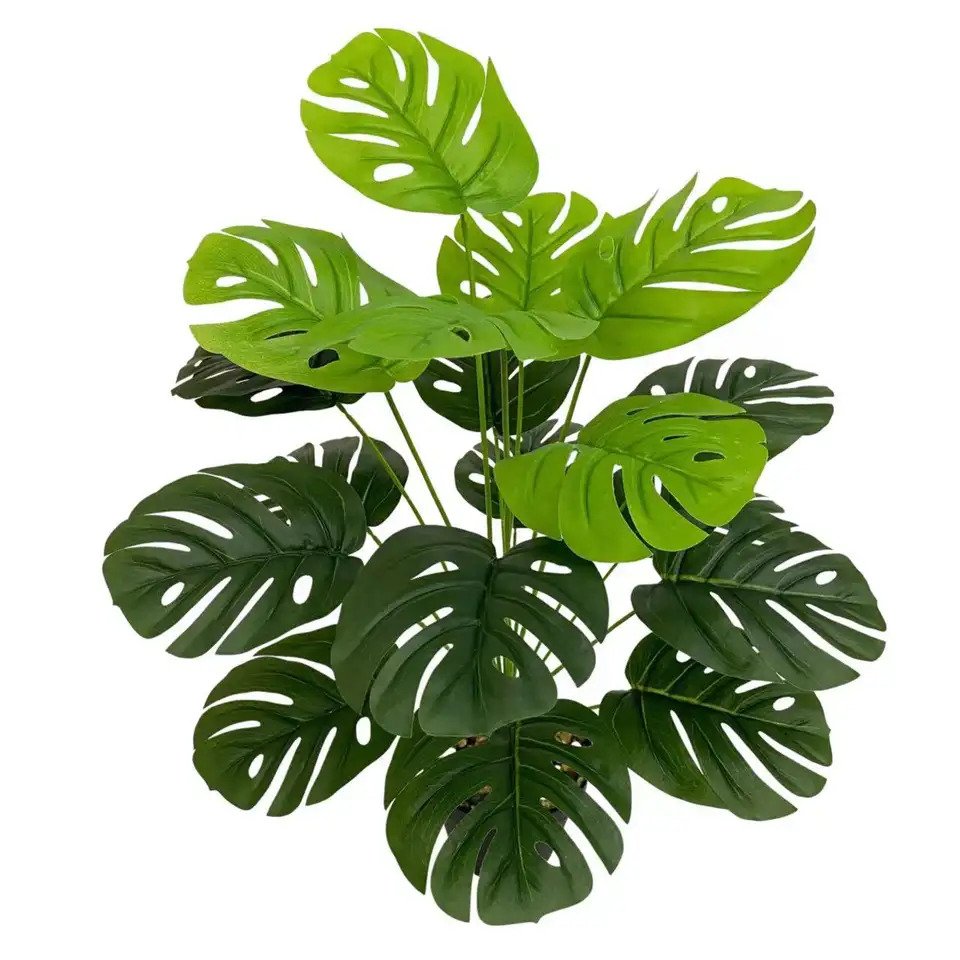KAYKON Artificial Monstera Plant Bunch Palm Faux Without Pot 18 Leaves - 26 inch - Image 3