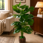 KAYKON Artificial Monstera Plant Bunch Palm Faux Without Pot 18 Leaves - 26 inch