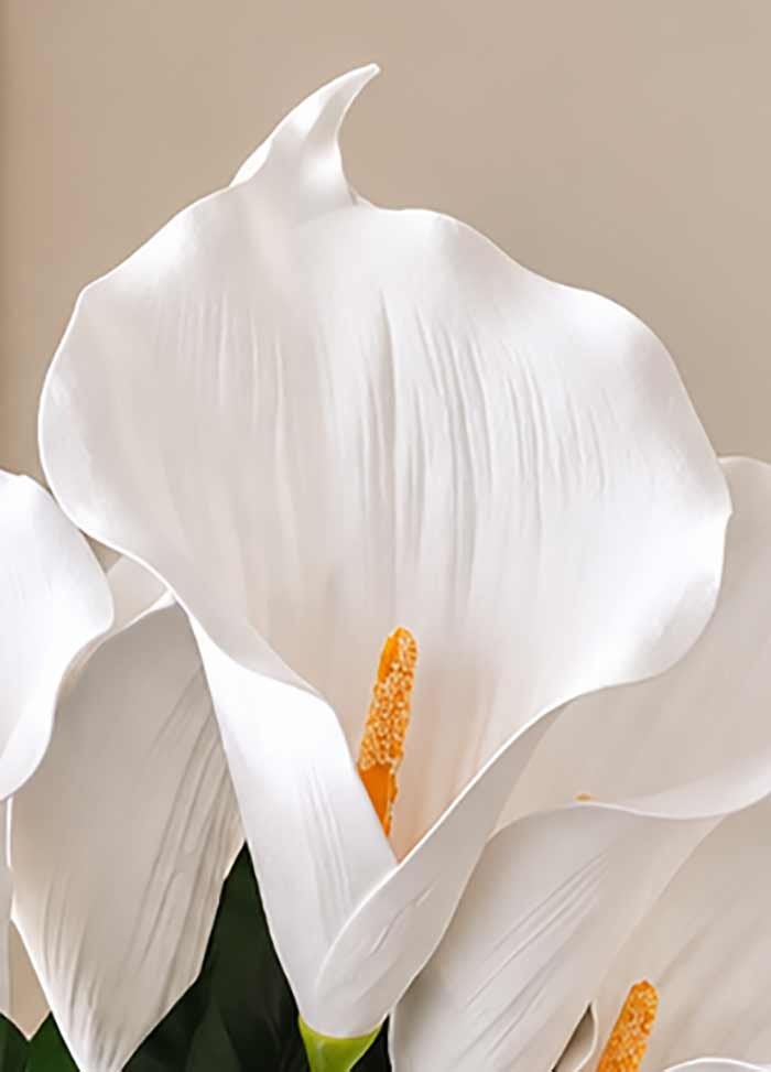KAYKON 7 Flowers Real Touch Artificial Calla Lily Flower Bouquet Without Vase, Imported White Lily Stems with Green Leaves, Realistic Decorative Flowers for Home, Living Room, Bedroom, Office, Wedding & Table Decor - Image 3